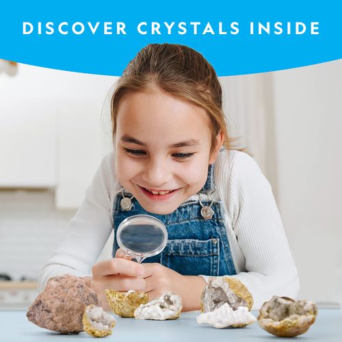 National Geographic Break Open 10 Premium Geodes – Includes Goggles & 2 Display Stands - Great STEM Science Kit, Geology Gift for Kids, Break Your Own Geodes with Crystals
