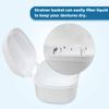 Denture Bath Case, Cleaning Teeth Trays, Partial Denture Storage Box (White)