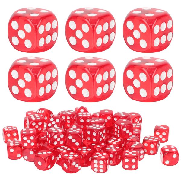 Toyvian 100 Pack Standard Game Dice Acrylic Dice Game Dice for RPG Dice Table Games Red