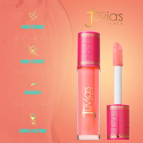 Juvia's Place Long Lasting Hydrating The Reds & Berries Lip Gloss Glass Ruby Rose, 16 oz, Soft Red