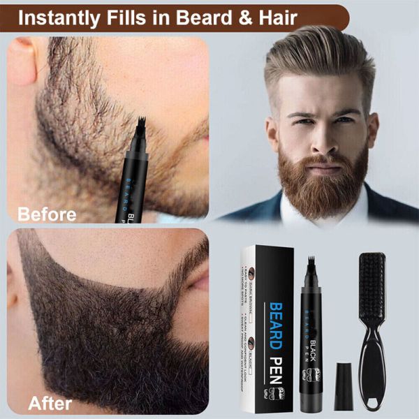 Beard Filling Pen Kit Salon Hair Engraving Styling Eyebrow Brush Tool Waterproof