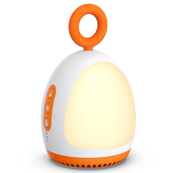 Dreamegg Sound Machine Baby, White Noise Machine with Night Light, 8 Soothing Sounds with Volume Control, Timer, Rechargeable, Portable Baby Sleep Soother for Kids Toddler Lullaby Nursery, Orange