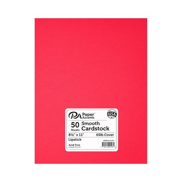 Cdstk Smooth 8.5x11 65lb 50pc Pk Lipstick