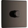 BG Electrical Screwless Flat Plate Single Intelligent Dimmer Light Switch, Black Nickel, 2-Way