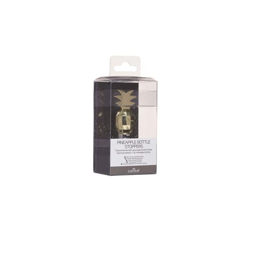 BarCraft BCWSTPAPPLE Novelty Wine Bottle Stopper, Pineapple Design, In Gift Box, Metal, Gold Coloured