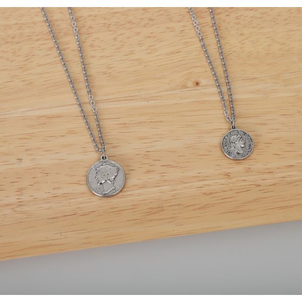 Surgical Steel Coin Pendant Necklace