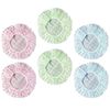 6 Pieces Waterproof EVA Plastic Shower Cap,Elastic Reusable Bathing Hair Cap,Beauty Salon Spa Shower Caps Lace Elastic Band Flower Printed Hat Environmental Protection Hair (dotted shower cap)
