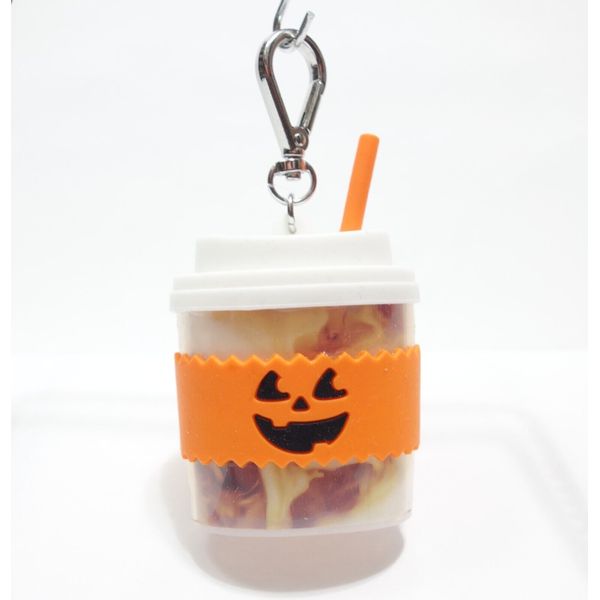 Bath Body Works PocketBac Pumpkin Latte Cup Hand Sanitizer Holder Drink Smiling