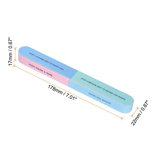 sourcing map 12pcs Nail Buffers, 7 Way Nail Sanding Blocks, 120/240/600/3000/6000 Grit Nail Buffing Polishing Blocks Professional Nail Polisher Set for Acrylic and Natural Nails