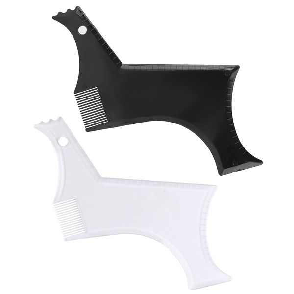 FDCGAS 2 pieces beard stencil men, beard stencil, beard shaper template shaping tool, styling comb stencil for goatee, moustache, sideburns, facial hair, trimming for men, jaw cut-out