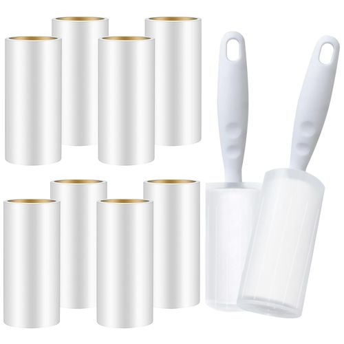 Lint Roller,2 PCS Lint Handle+ 10 PCS Refills Pet Hair Remover Lint Extra Sticky Lint Remover Easy Peel Roller for Clothes Carpet Sofa Car Seats Furniture