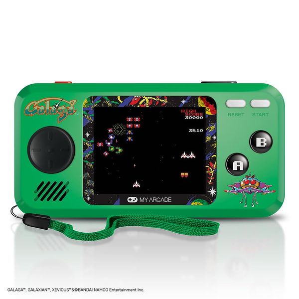 My Arcade Pocket Player Handheld Game Console: 3 Built In Games, Galaga, Galaxian, Xevious, Collectible, Full Color Display, Speaker, Volume Controls, Headphone Jack, Battery or Micro USB Powered