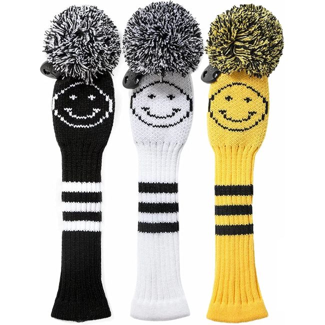 Golf Headcover Utility Knit Smile Cover Golf (UT Yellow)