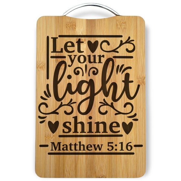 Let your Light Shine Laser Engraved Bamboo Cutting Board