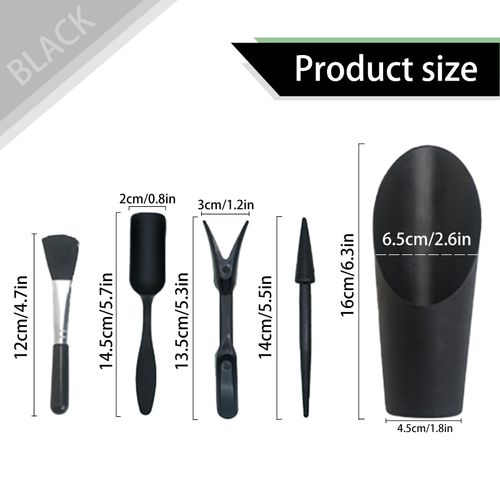 LuckyOpt 5Pcs Succulent Tools, Succulent Planting Tools with Cleaning Brush, Succulent Potting Tools for Garden and Home Planting, Succulent Gardening Tools for Indoor Outdoor Plant Care (black)