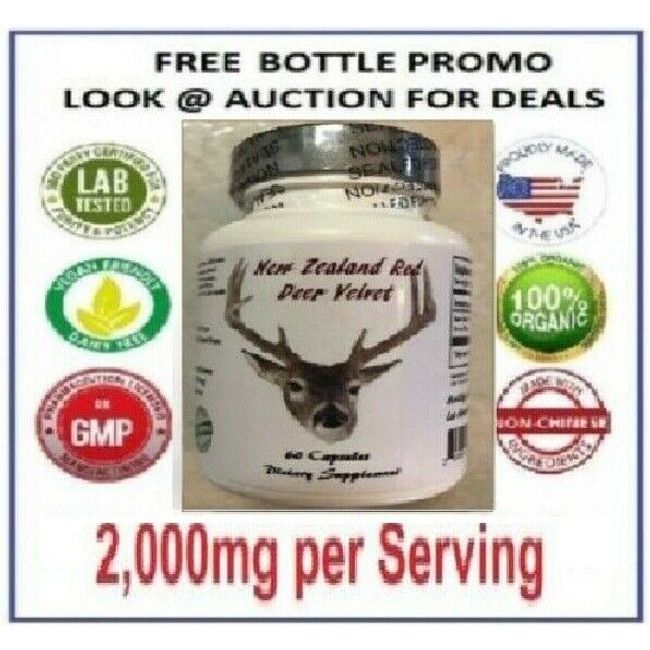 NEW ZEALAND RED DEER ANTLER VELVET "2000mg 4:1 Extract"  IGF-1 Pure Exp: 12/2026