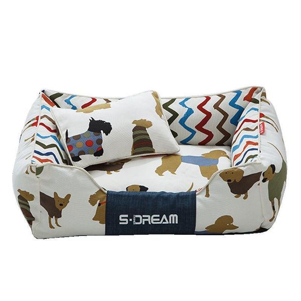 Cozy Haven: The Ultimate Removable And Washable Dog Cat Bed - Puppy Brown And Small Pillow / S 45X35X18Cm