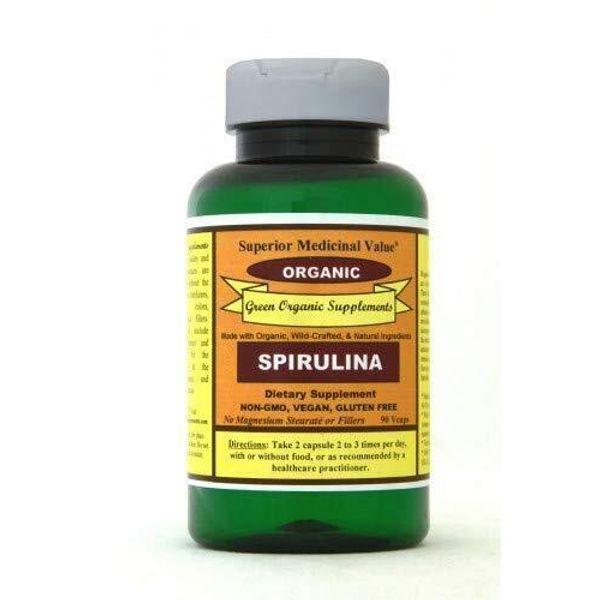 Green Organic Supplement Spirulina, Vegan, 90 VCaps Source of B12 & Iron Non-GMO