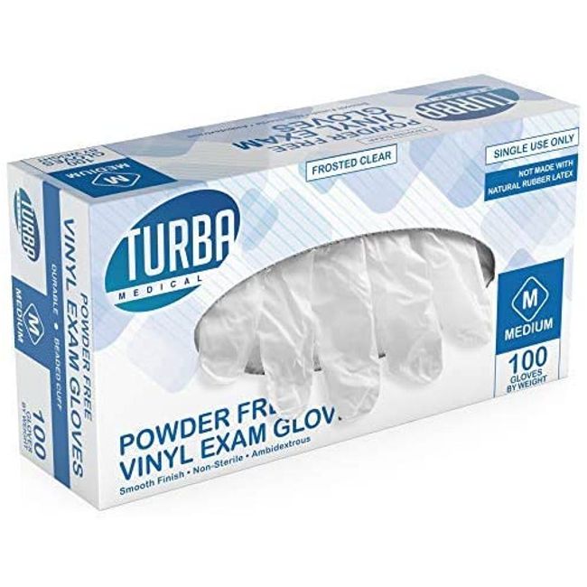 Turba Medical 01-100-20 Vinyl Exam Glove Medium (Box of 100)