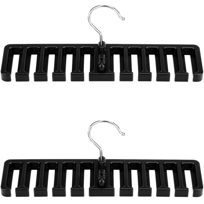 Belt Hanger, Tie Hanger, Belt Storage Hanger, Scarf Storage Hanger, Closet, Storage, Space Saving, 360 Degree Rotation (Black)