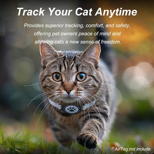 Airtag Cat Collar, Stretchy Kitten Collar with Apple Air Tag Holder, Lightweight and Comfortable, Ultra Elastic GPS Cat Collars for Cats Kittens and Puppies, 8-12.5 Inch, Blue