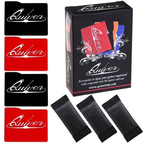 Quiver Time Card Case Dividers & Separators (7-Piece Set) Game Organizers | Ideal for Tabletop Gaming, Trading, Figures, Dice, Accessories | Use with Card Storage Boxes (Red and Black)