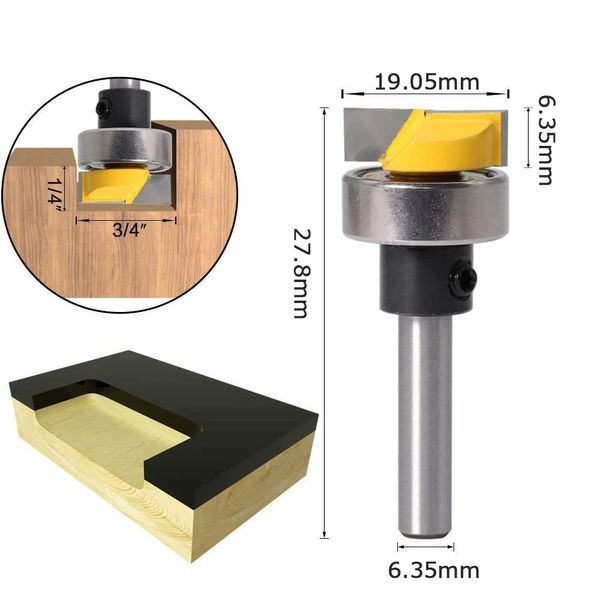 Wolfride Trimmer Bit, Cleaning Bottom Router Bit, 0.25 inch (6.35 mm) Carbide Blade Router Bit, Milling Cutter, Guide Pairing, Electric Tools, For Engraving Cutting