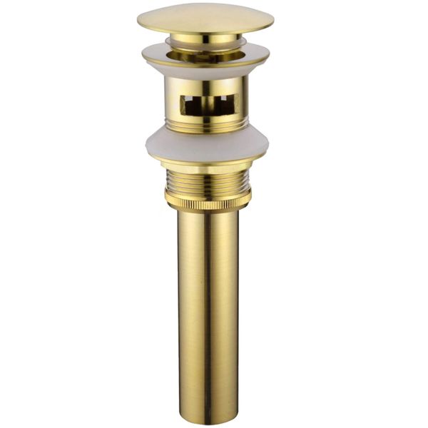 TRUSTMI Brass Pop Up Sink Drain Stopper with overflow Bathroom Faucet Vessel Vanity Sink Drainer, Brushed Gold