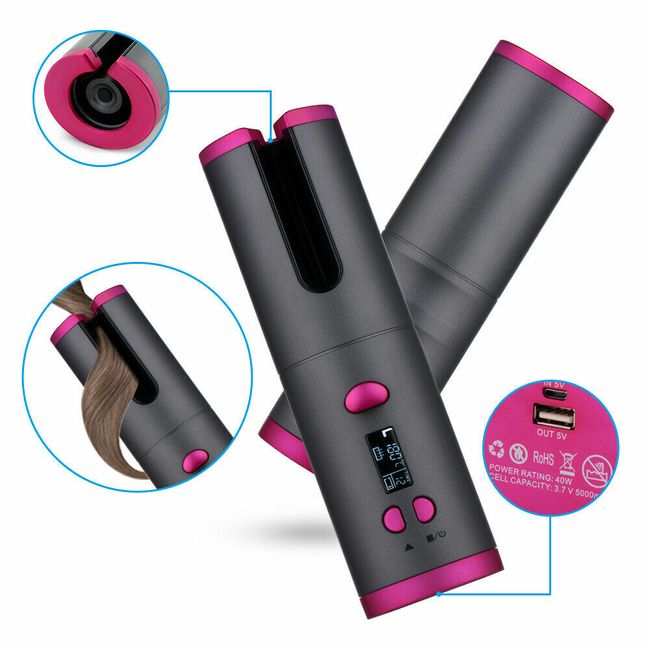 USB  LCD Auto-rotating Hair Curler Hair Waver Auto Curlimg Straightener Iron