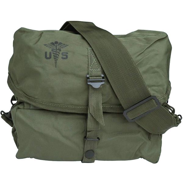 Mil-Tec US MEDICAL KIT BAG US Army Medical Corps Shoulder Bag with Emblem, OLIVE DRAB, Military