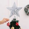 KEYIDO® Silver Star Christmas Tree Topper, 9.5 Inch 3D Metal Silver Glitter Star Tree Topper, Silver Xmas Tree Star Topper