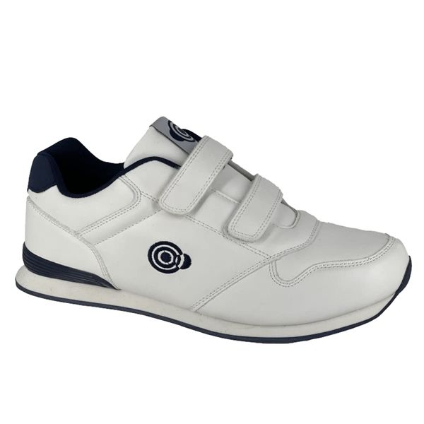 Dek Mens Axis Trainer Style Touch Fastening Lawn Bowling Shoes White/Navy 10 UK