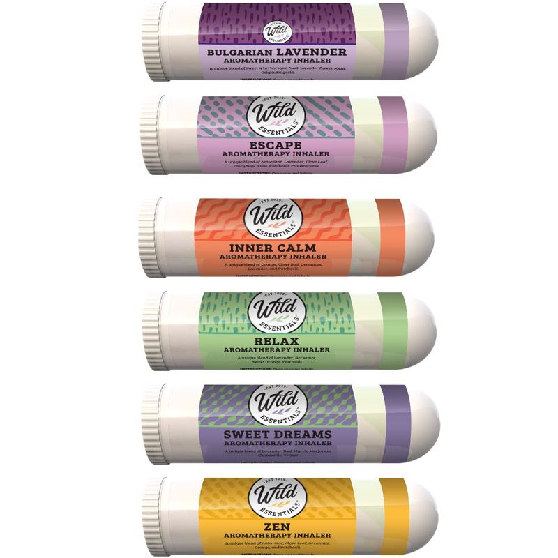 Wild Essentials Relaxation 6 Aromatherapy Nasal Inhaler Multi Pack Made ...