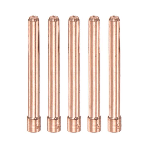 sourcing map 5pcs TIG Collet 1.6x50mm Stubby Collet Tungsten Electrode Collet Tips Replacement for TIG Welding Torch Series