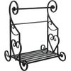 Black Metal Scrollwork Design Paper Towel Holder Stand for Kitchen, Shelf Rack