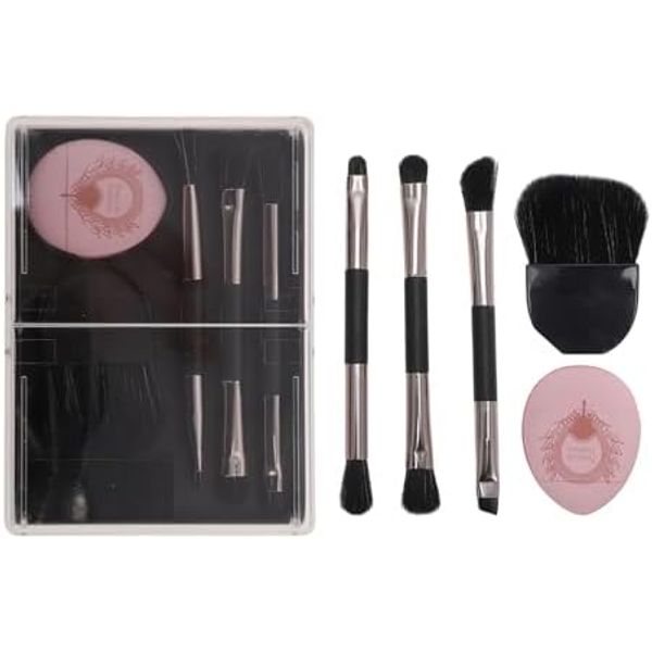 GLIDESMOOTH Makeup Brush Set Comprehensive Makeup Brush Kit Portable Makeup Brushes Natural Blending Effect Black 5pcs