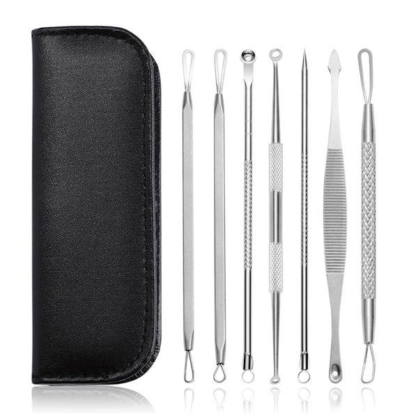 NHPY 7 Pezzi Rimozione Punti Neri Professionali,Punti Neri Rimozione,Estrattore di Acne,Aspira Punti Neri,Acciaio Inox Blackhead Remover,Schiaccia Brufoli,per Uomini Donne