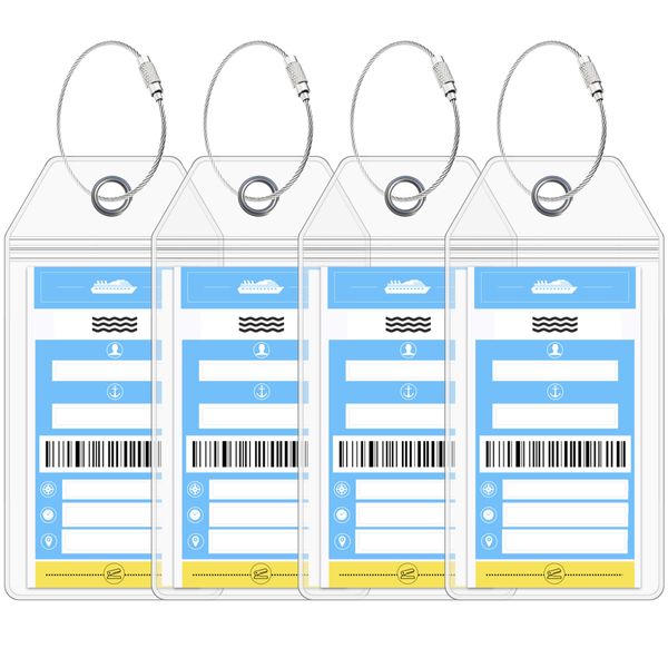 NCL Luggage Tag Holders by Cruise On [4 Pack] Fits Printed (Not Mailed) Norwegian NCL Cruise Ships & Tags for Cruises in 2024 & 2025