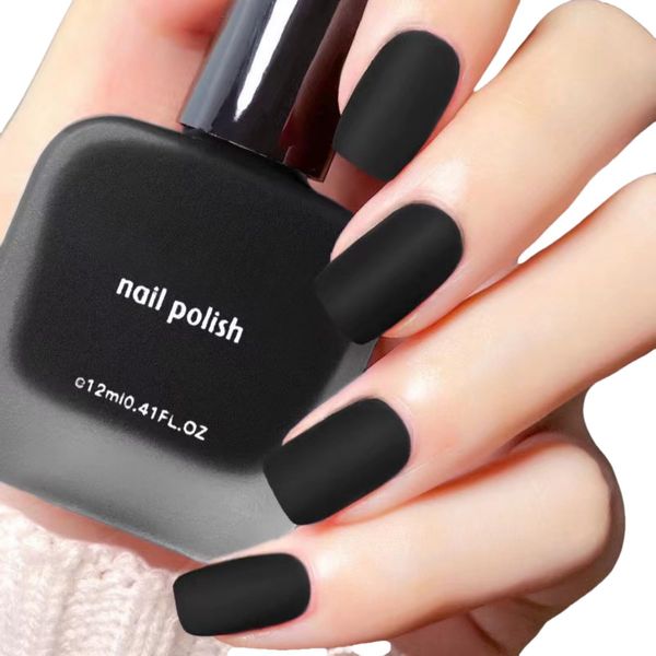 Black Nail Polish,Black Nail Varnish,Quick Dry&Long Lasting Nail Varnish,Matte Nail Polish,Quick Drying Nail Polish Gel for DIY Nail Art,Black Gel Nail Polish,Nail Paint for Women Winter Christmas