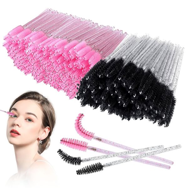 Disposable Eyelash Brushes - Pack of 100 Bendable, Lightweight Disposable Mascara Wands - 10cm Long Eyelash Spoolies Applicator Cosmetic Makeup Brush Tool for Eyebrows and Fake Eyelashes