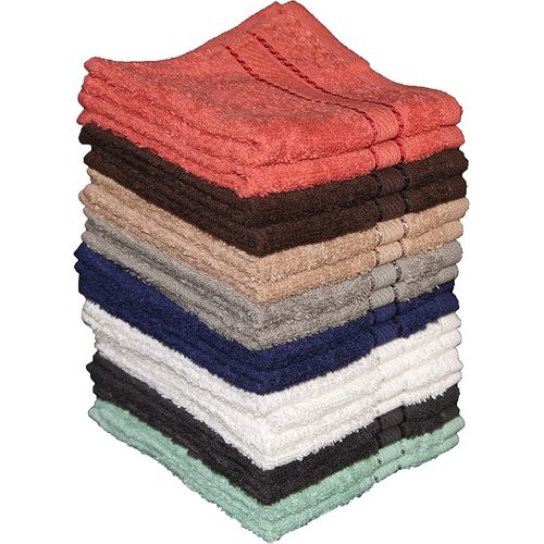 Washcloths for Body and Face – Set of 12, 100% Ring Spun Cotton Wash cloths, Design to exfoliate your hands, Lint Free Face Towels, Extra Soft and Absorbent Machine Washable Size: 12 x 12 Inch.