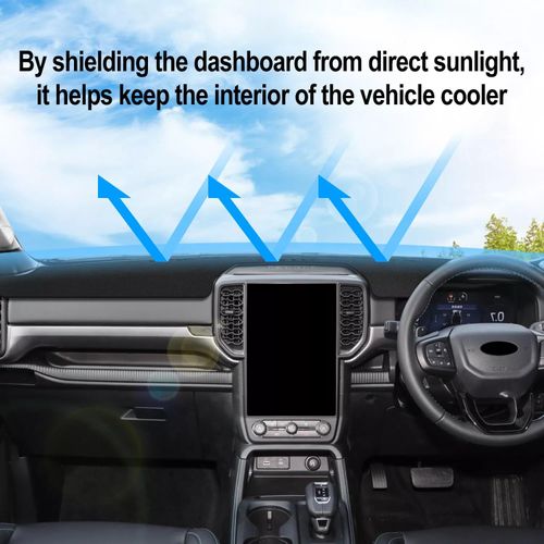 ushilife Suede Dashboard Cover Compatible with Ford Ranger 2022 2023 2024, Sunshade Glare UV Rays Protector Mat, Custom Dashboard Carpet, Protective Pad Interior Accessories