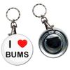 I Love Bums - 55mm Button Badge Bottle Opener Key Ring