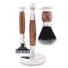 Jag Shaving Shaving Kit - 4 Pc Shaving Brush Set - Synthetic Black with White Tip Shaving Brush - 3 Edge Shaving Blade Shaving Razor - Shaving Stand - Shaving Bowl - Mens Shaving Kit