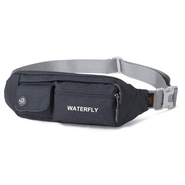 WATERFLY Fanny Pack for Women Men Water Resistant Small Waist Pouch Slim Belt Bag with 4 Pockets Lightweight Crossbody Chest Bag Fit All Phones, 11.02 x 2.1 x 4.3 inch