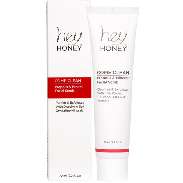 Hey Honey Skincare Come Clean Propolis and Dead Sea Salt Minerals Facial Scrub | Daily Micro Exfoliate Designed To Brighten Dark Spots, Remove Blackheads & Polish All Skin Types Including Most Sensitive and Delicate Skin | 2.2 Oz