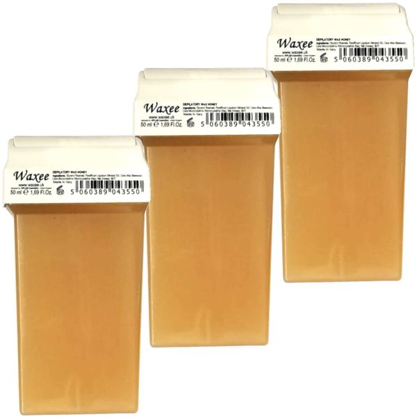 Waxee Compatible for Veet Easy Wax 50ml roll on Wax Replacement Roller Wax Cartridge Honey (3 x 50ml roll on Wax Cartridge)