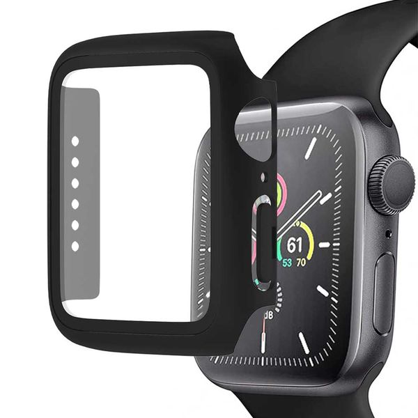 Digizi Apple Watch Compatible Full Cover Tempered Glass Screen Protection Case, Transparent