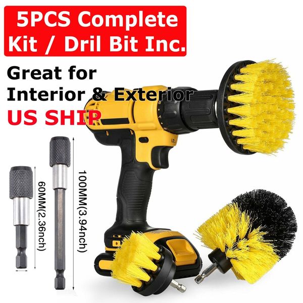 Drill Brush Soft 5 Piece White Attachment Set - Windshield Cleaning