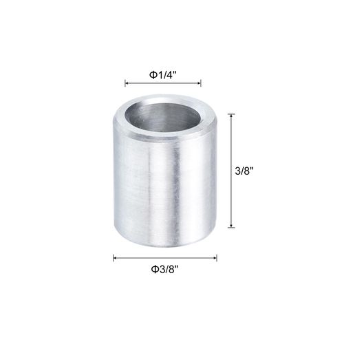 uxcell 10pcs Aluminum Spacer 1/4" Bore x 3/8" OD x 3/8" Length Screw Standoff Bushing Plain Finish Round Metal Spacer for 1/4 ID Screws Bolts and Rods